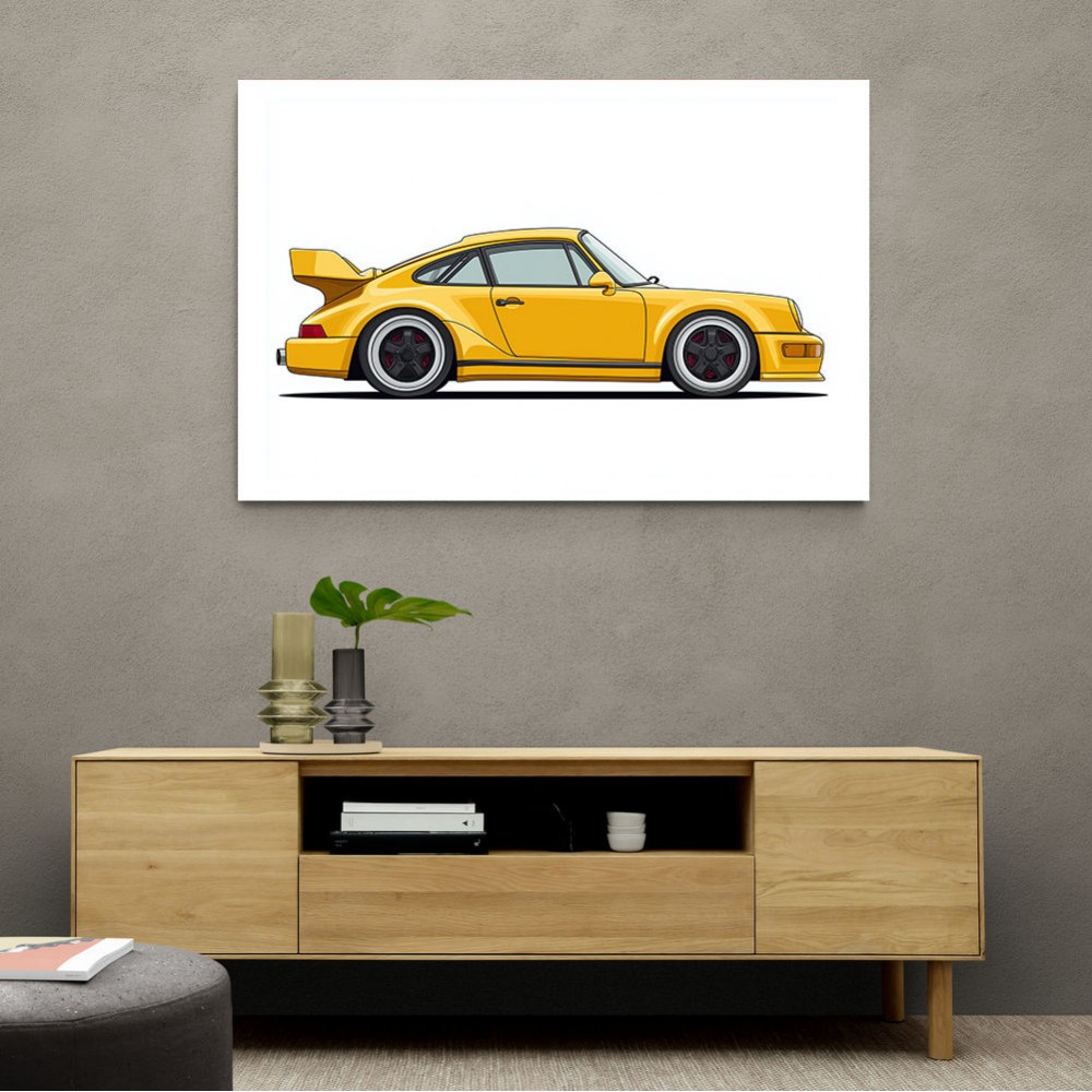 Porsche 911 Yellow Illustration