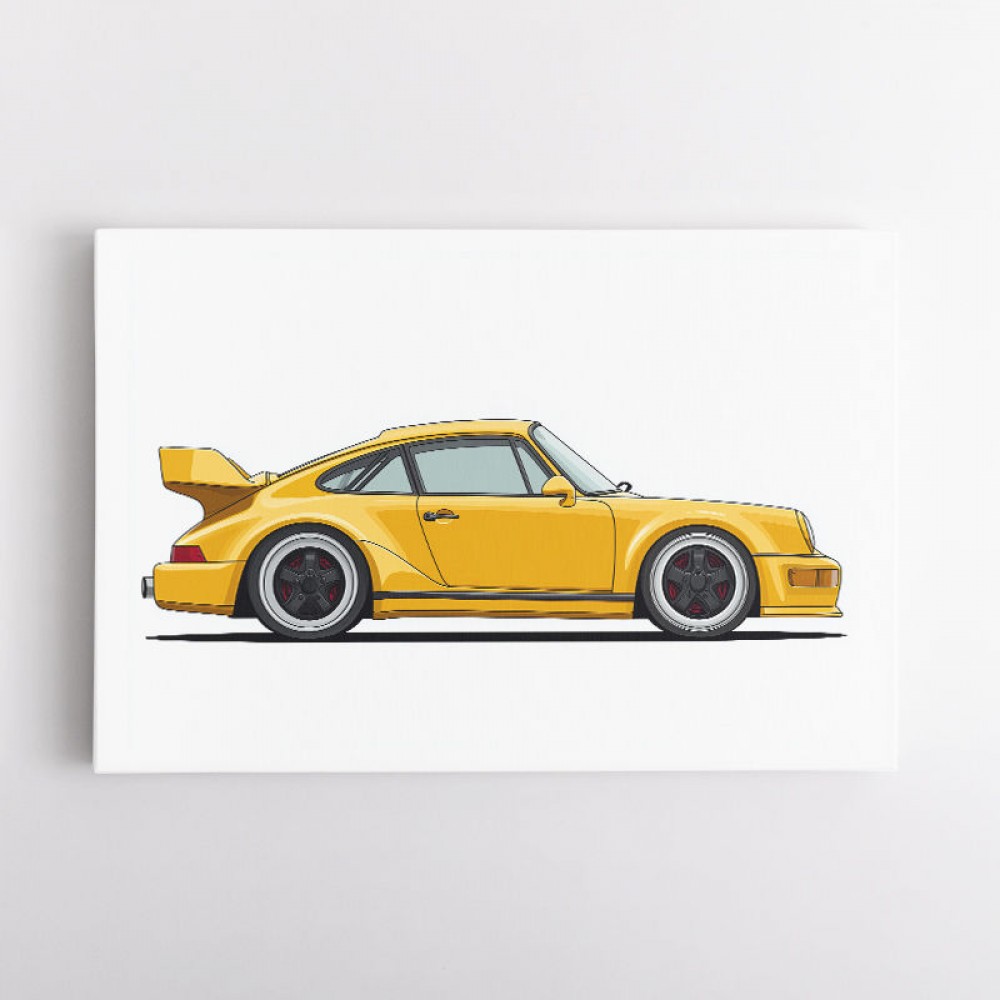 Porsche 911 Yellow Illustration