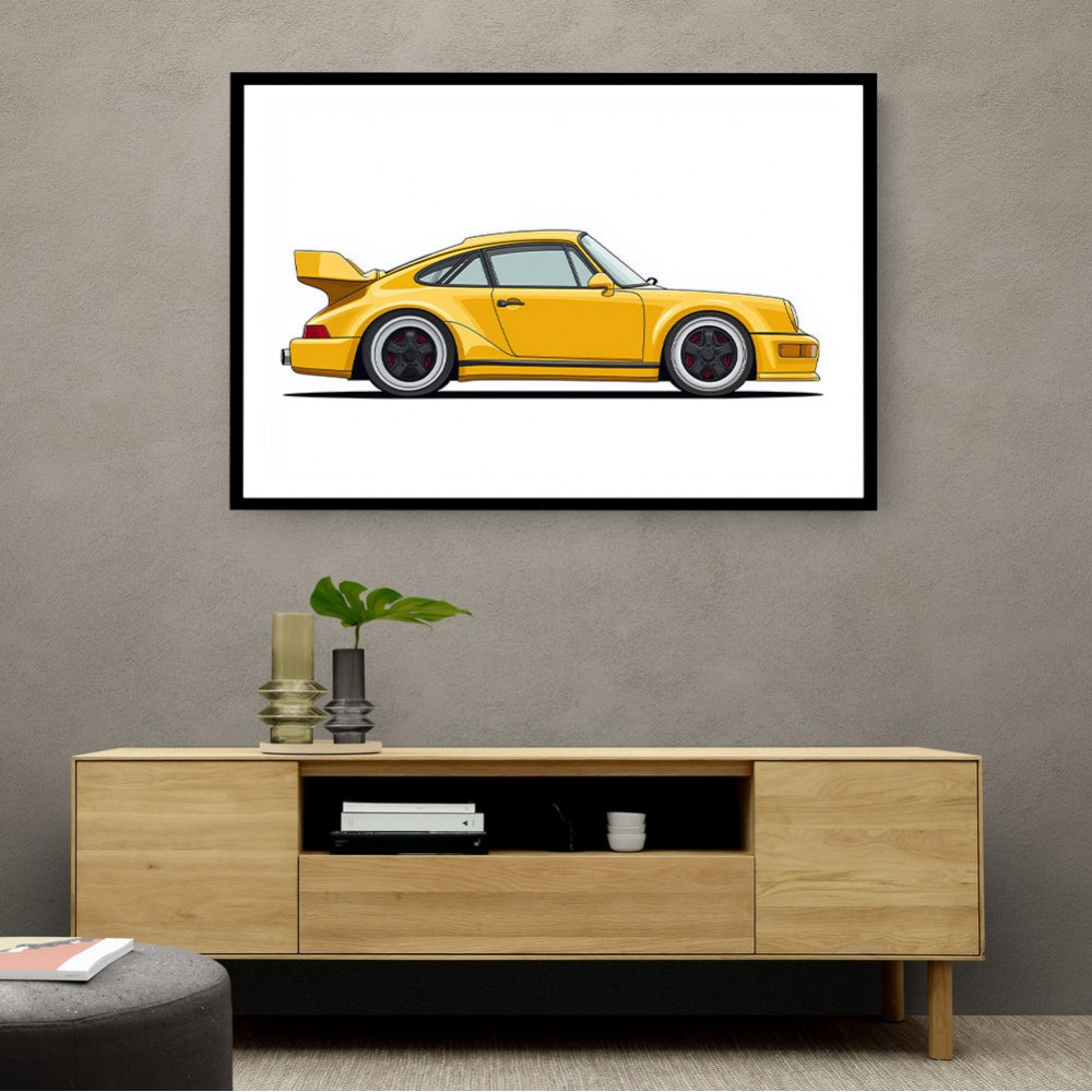 Porsche 911 Yellow Illustration