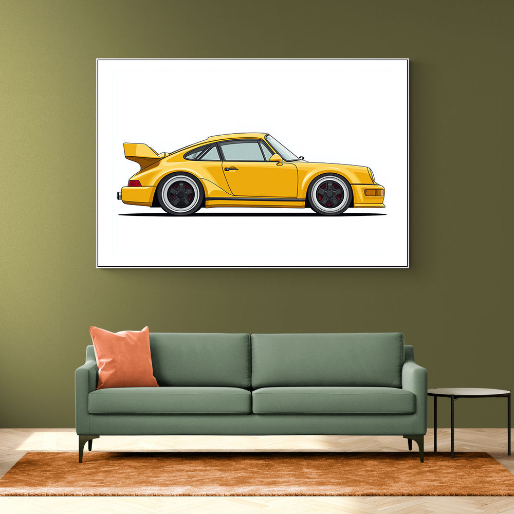 Porsche 911 Yellow Illustration