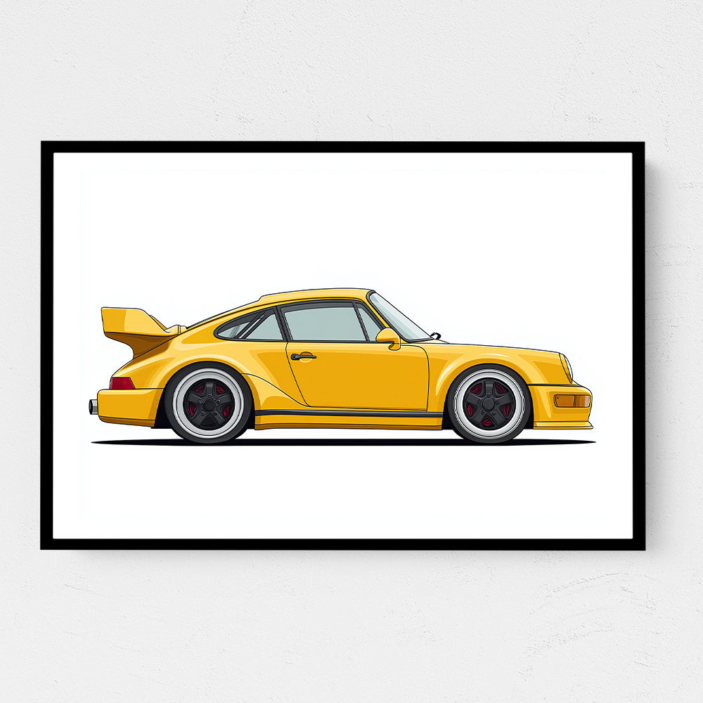 Porsche 911 Yellow Illustration