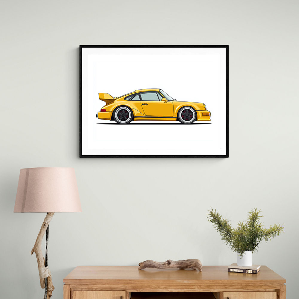 Porsche 911 Yellow Illustration