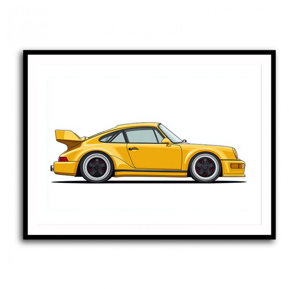 Porsche 911 Yellow Illustration