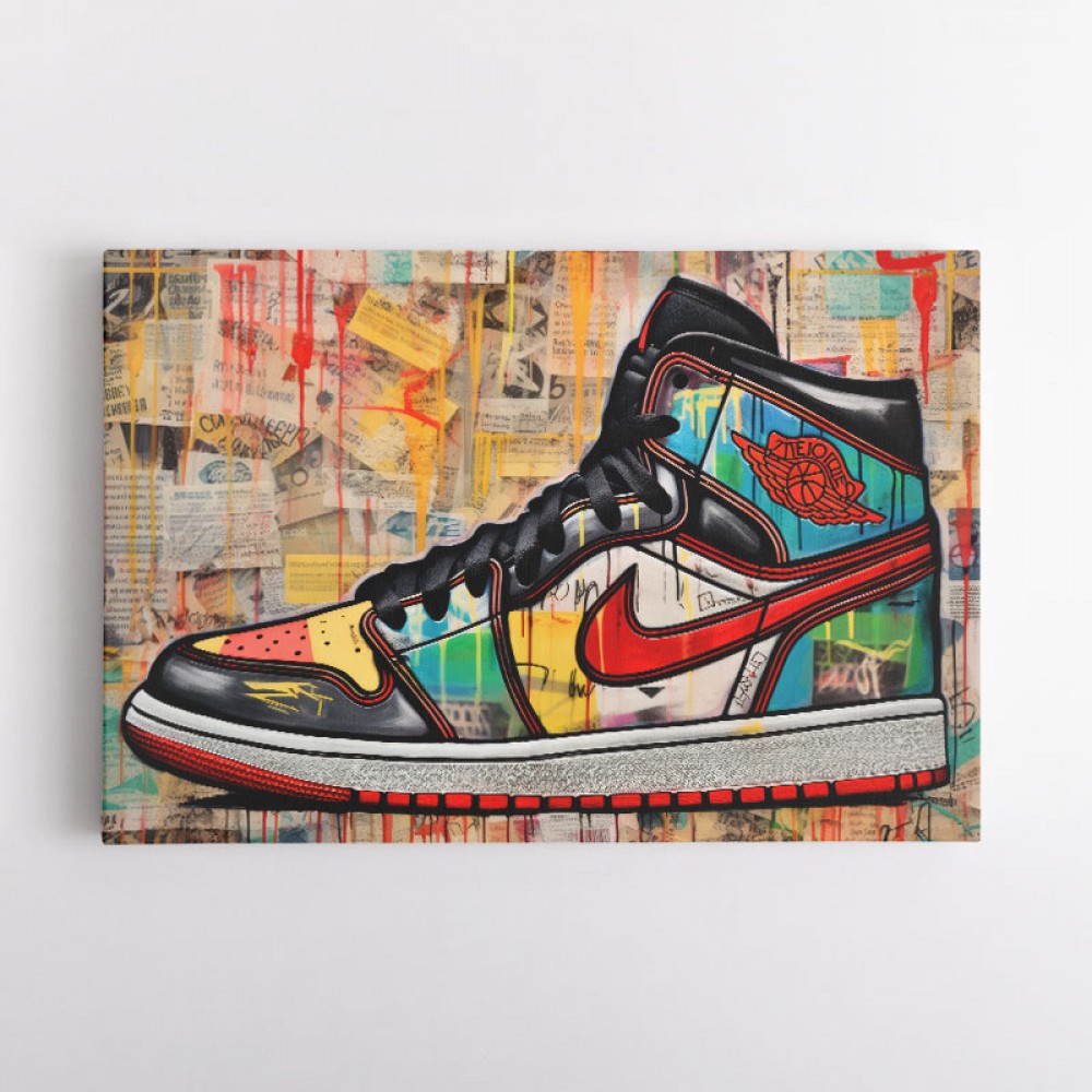 Air Jordon Sneakers Graffiti Style 6 Wall Art