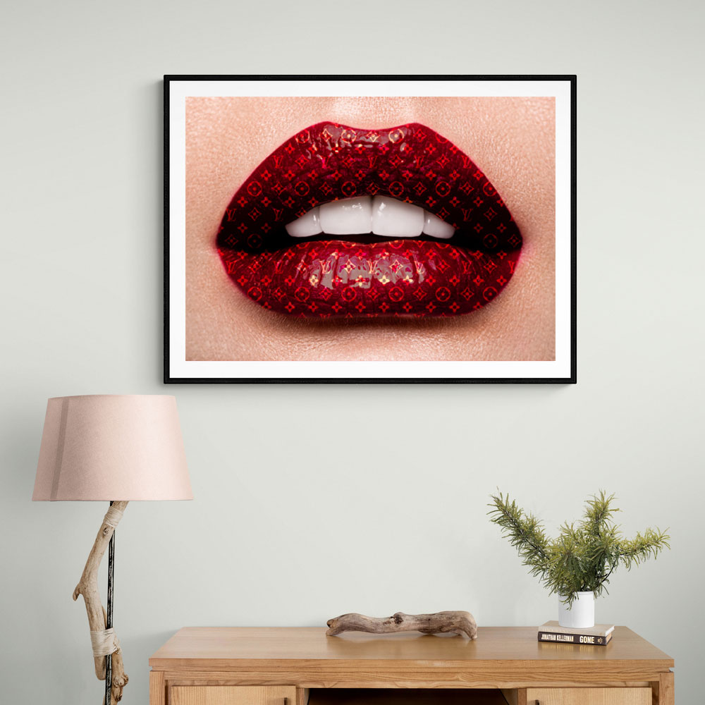 Louis Vuitton LV Monogram Red lips Canvas Wall Art Design District MIA