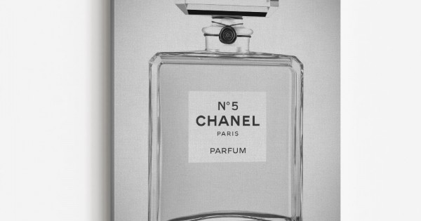 Chanel No 5 Perfume Bottle Black and White Wall Art