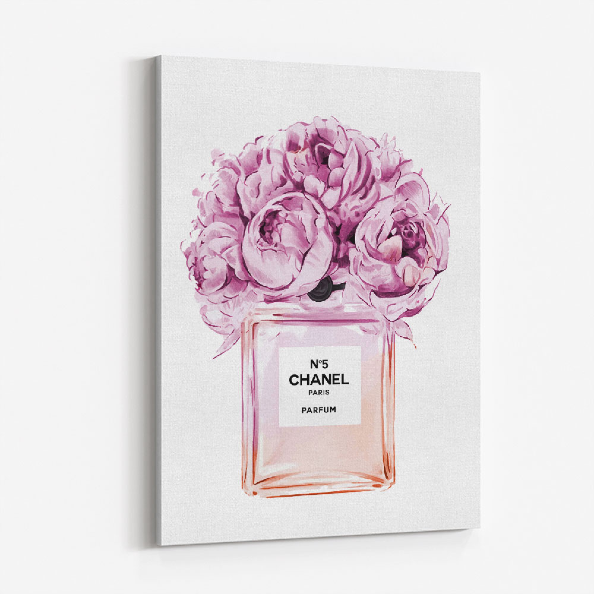 Chanel Pink Flower Perfume Bottle Wall Art