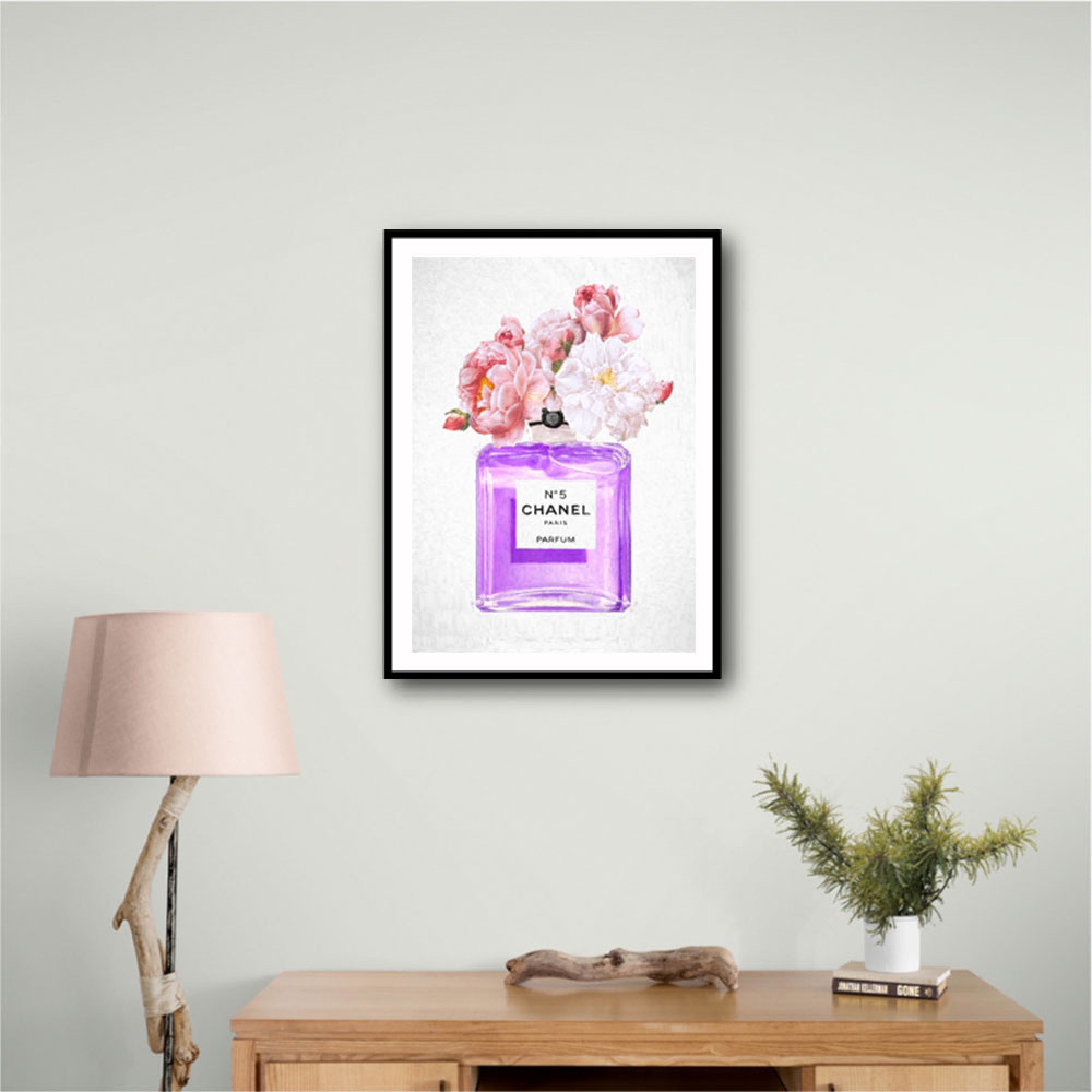 Chanel Purple Perfume Flowers Wall Art