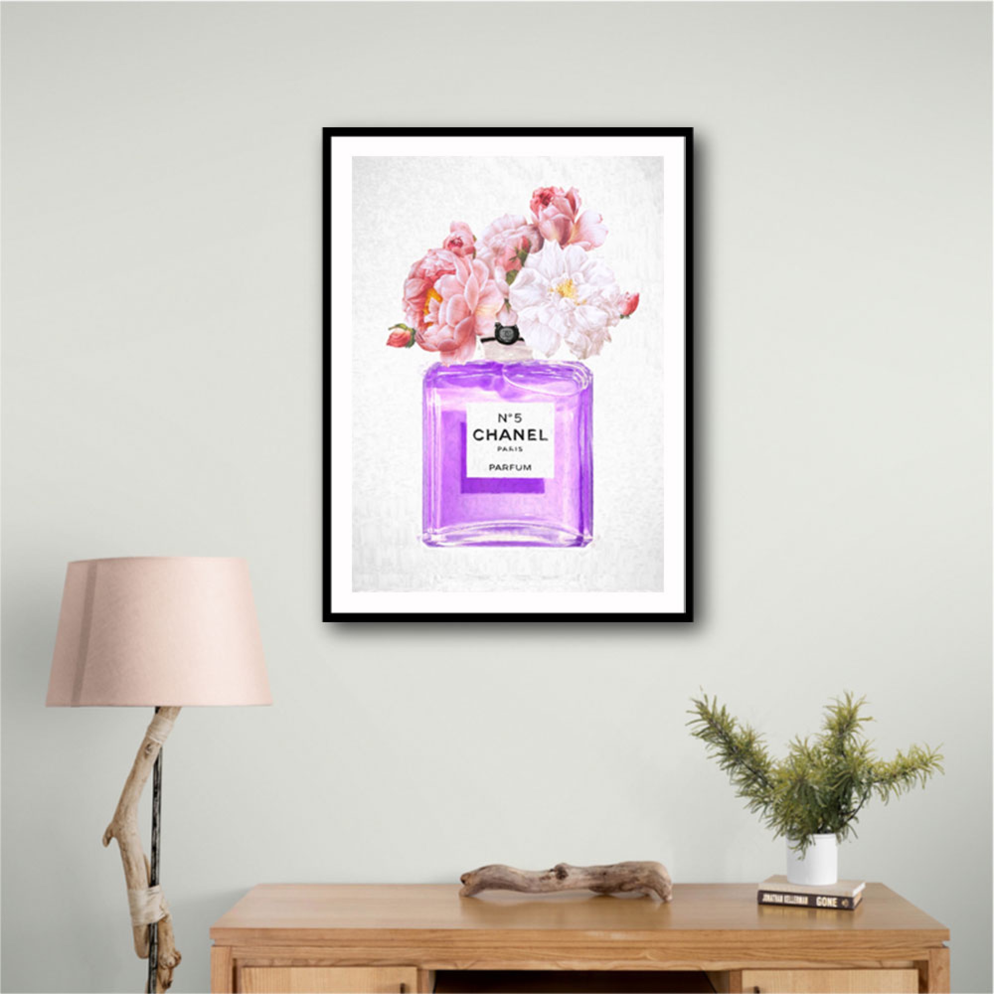 Chanel Purple Perfume Flowers Wall Art