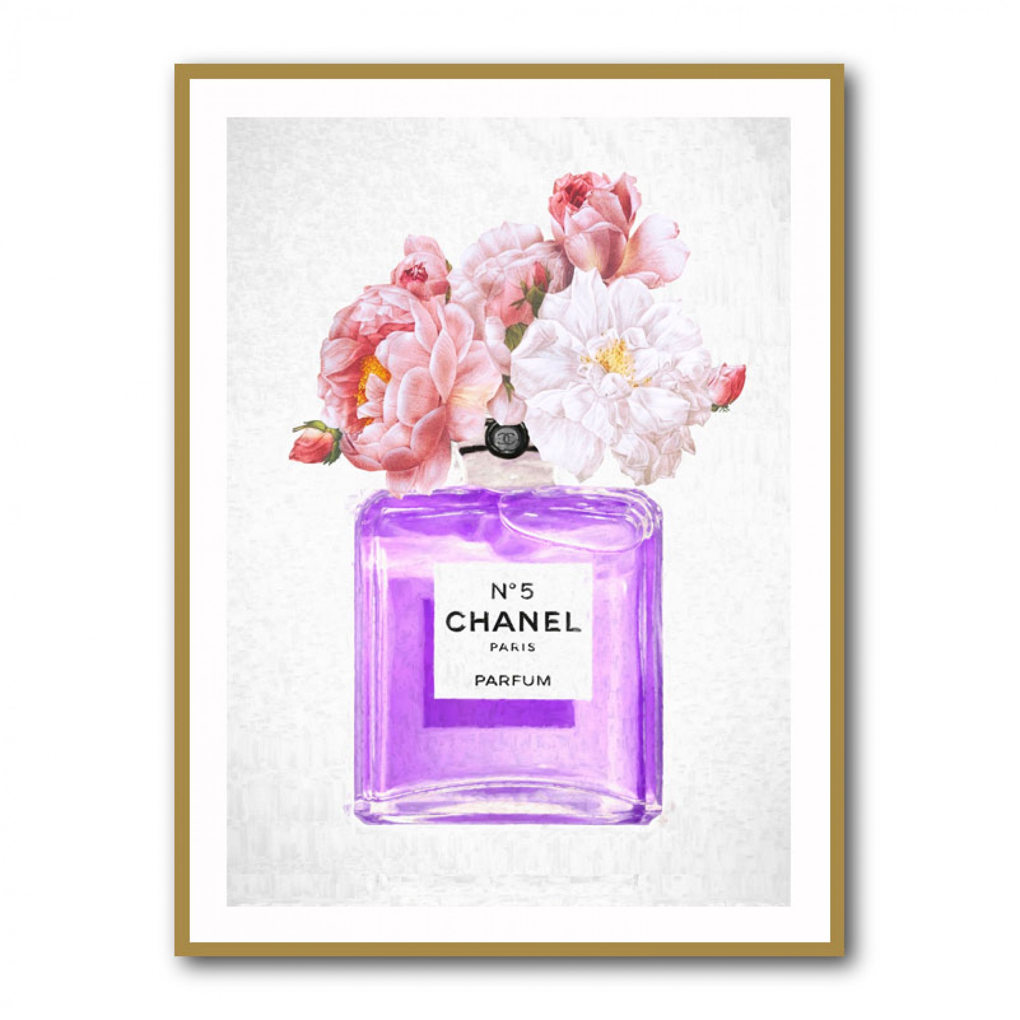 Chanel Purple Perfume Flowers Wall Art