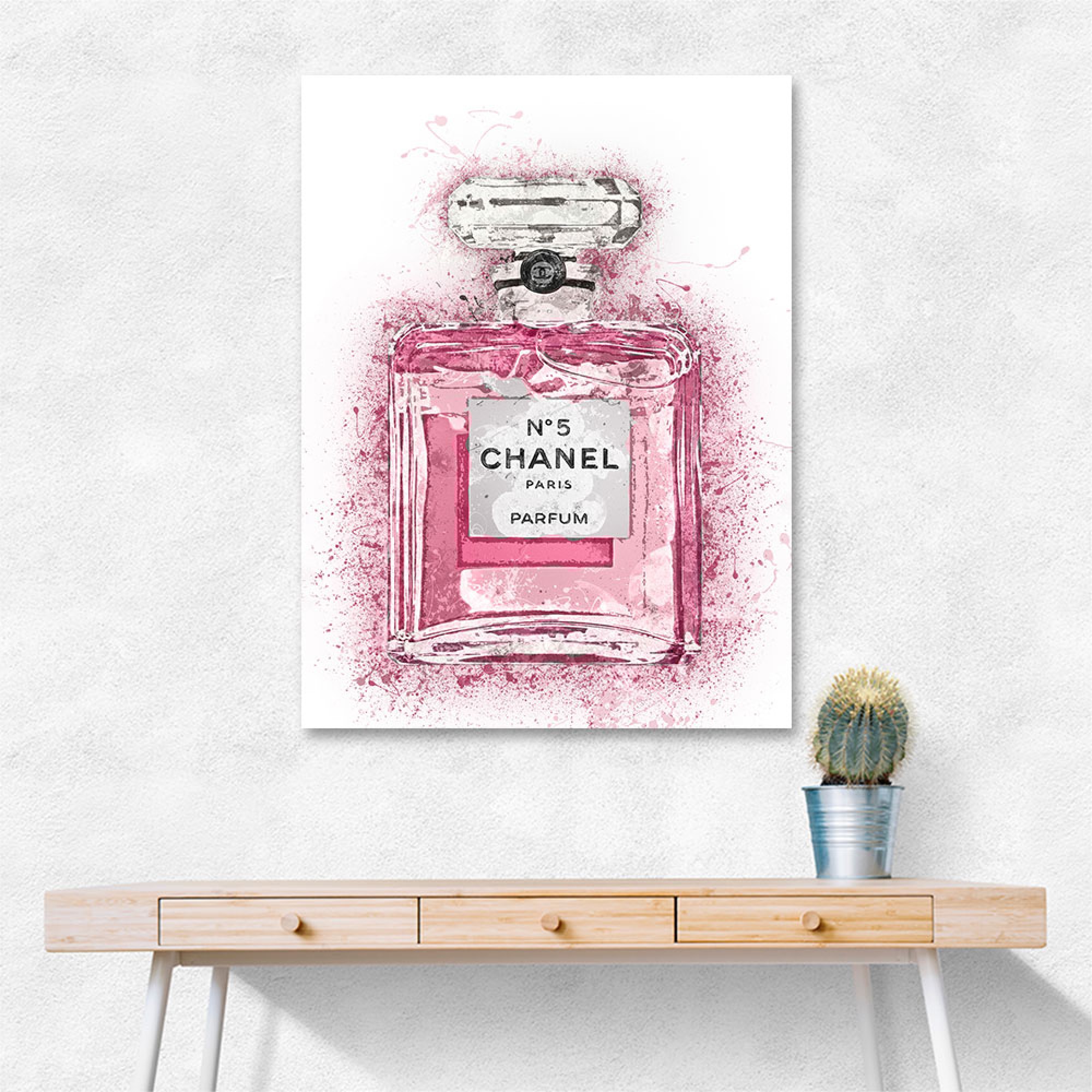 Chanel No 5 Pink Splatter Wall Art