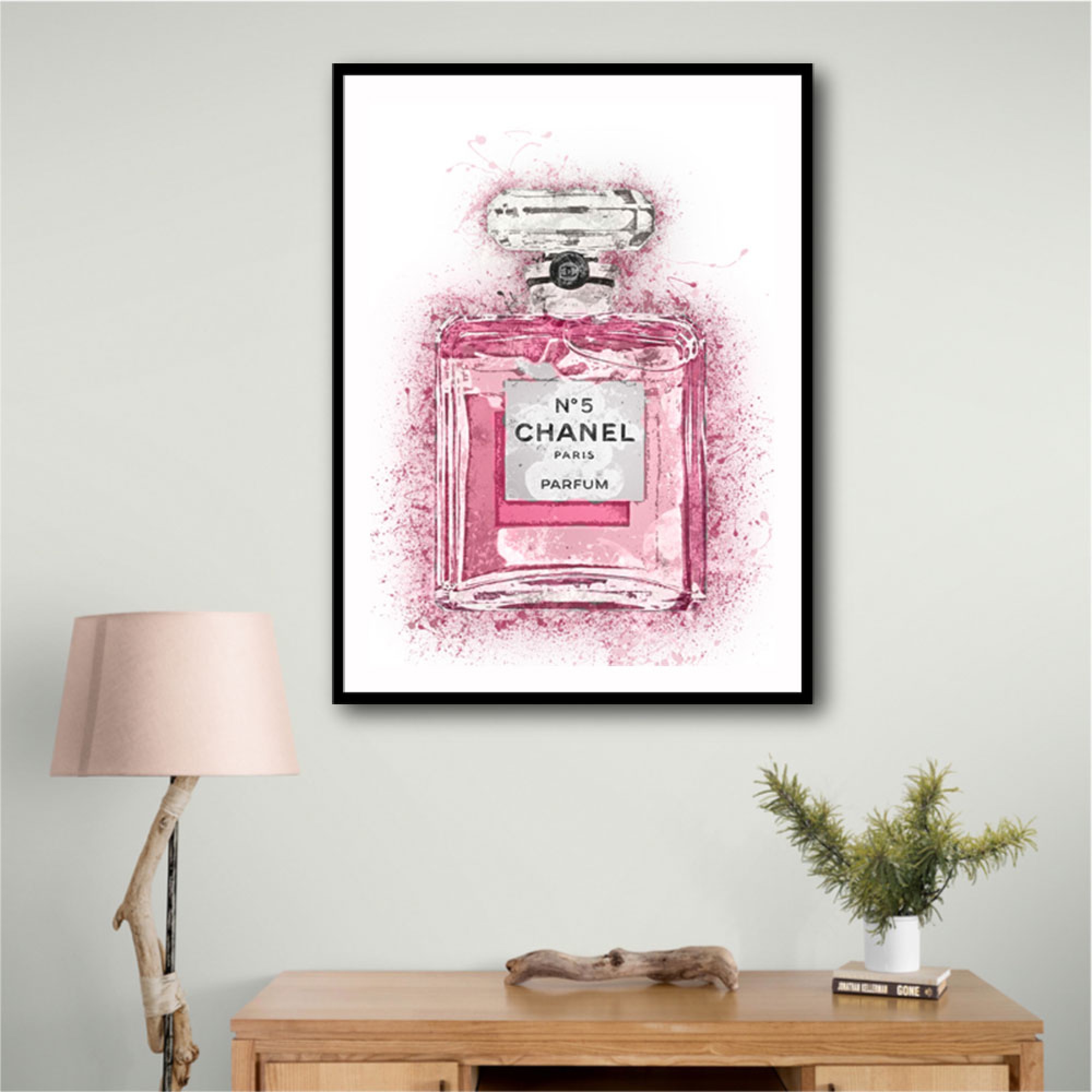 Chanel No 5 Pink Splatter Wall Art