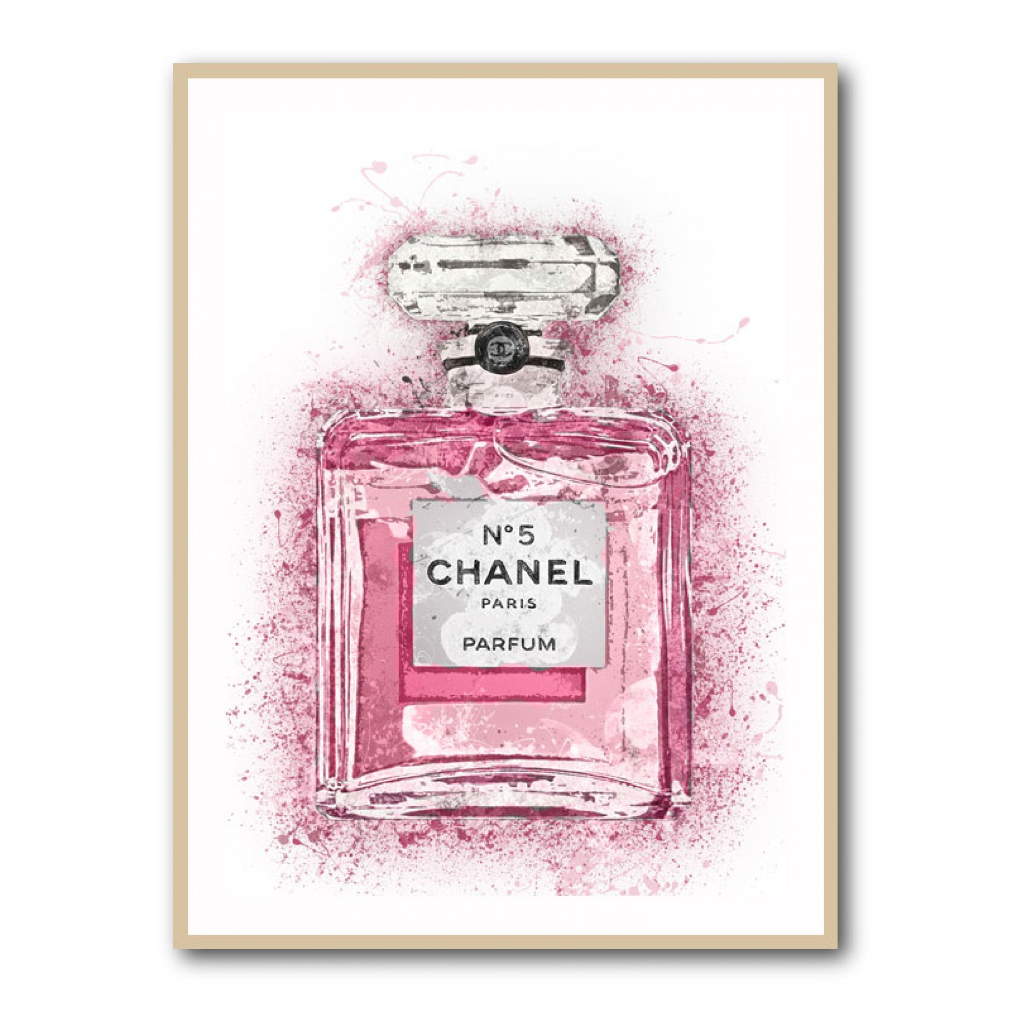 Chanel No 5 Pink Splatter Wall Art