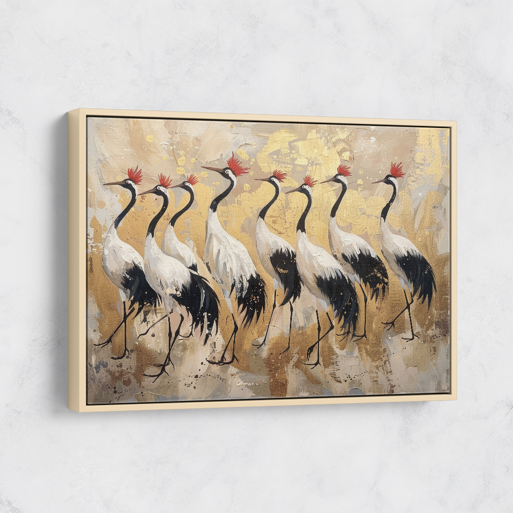 Flock of Cranes in a Japandi Style Wall Art