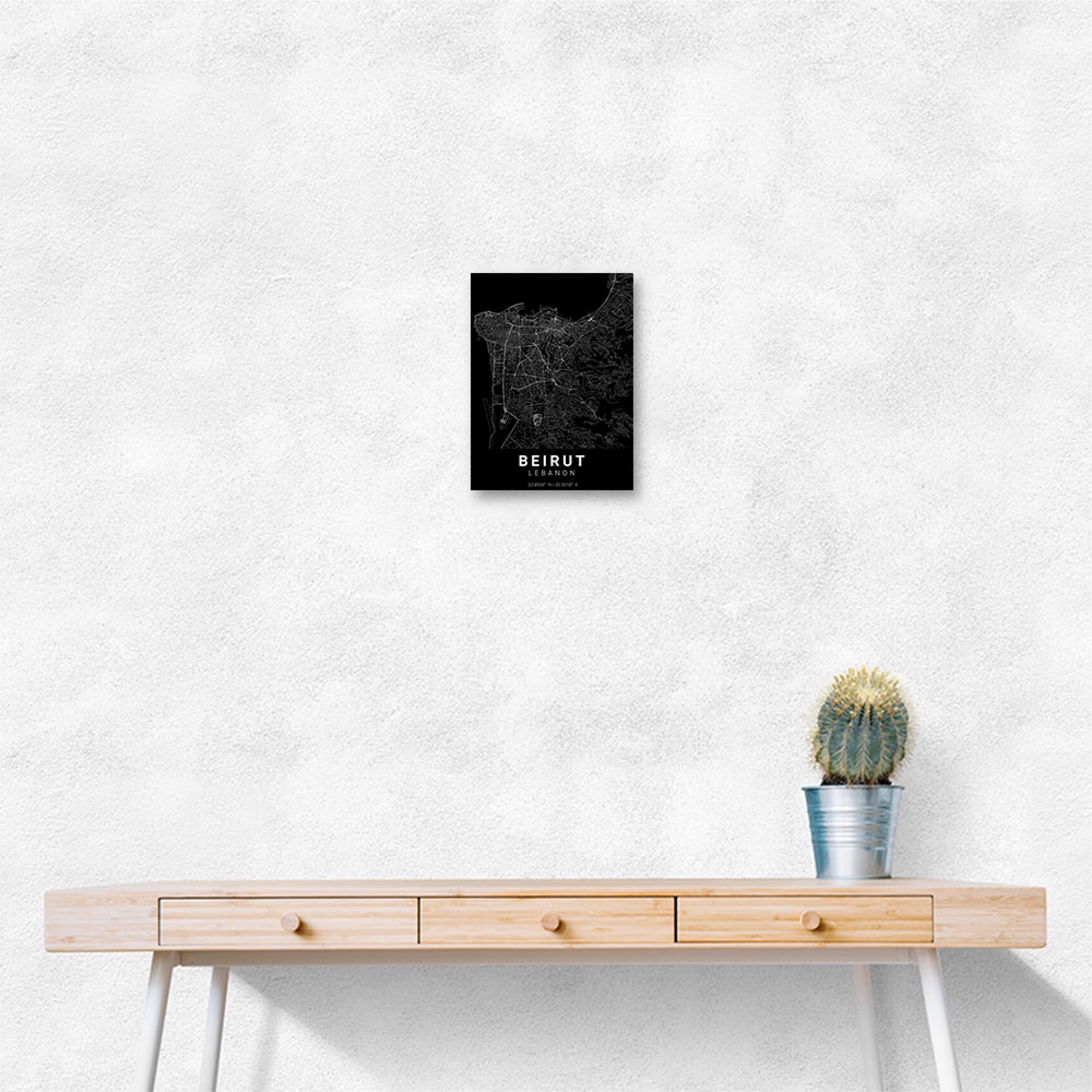 Beirut City Map Black Wall Art