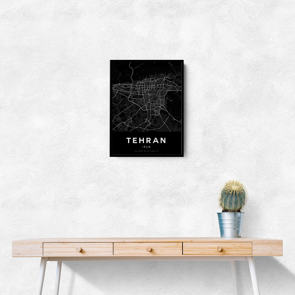 Tehran City Map Black