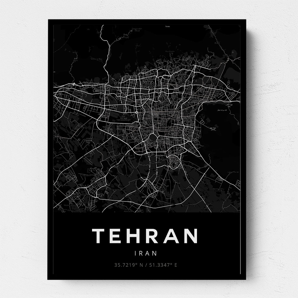 Tehran City Map Black