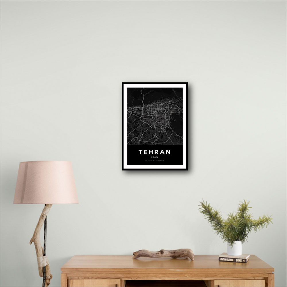 Tehran City Map Black