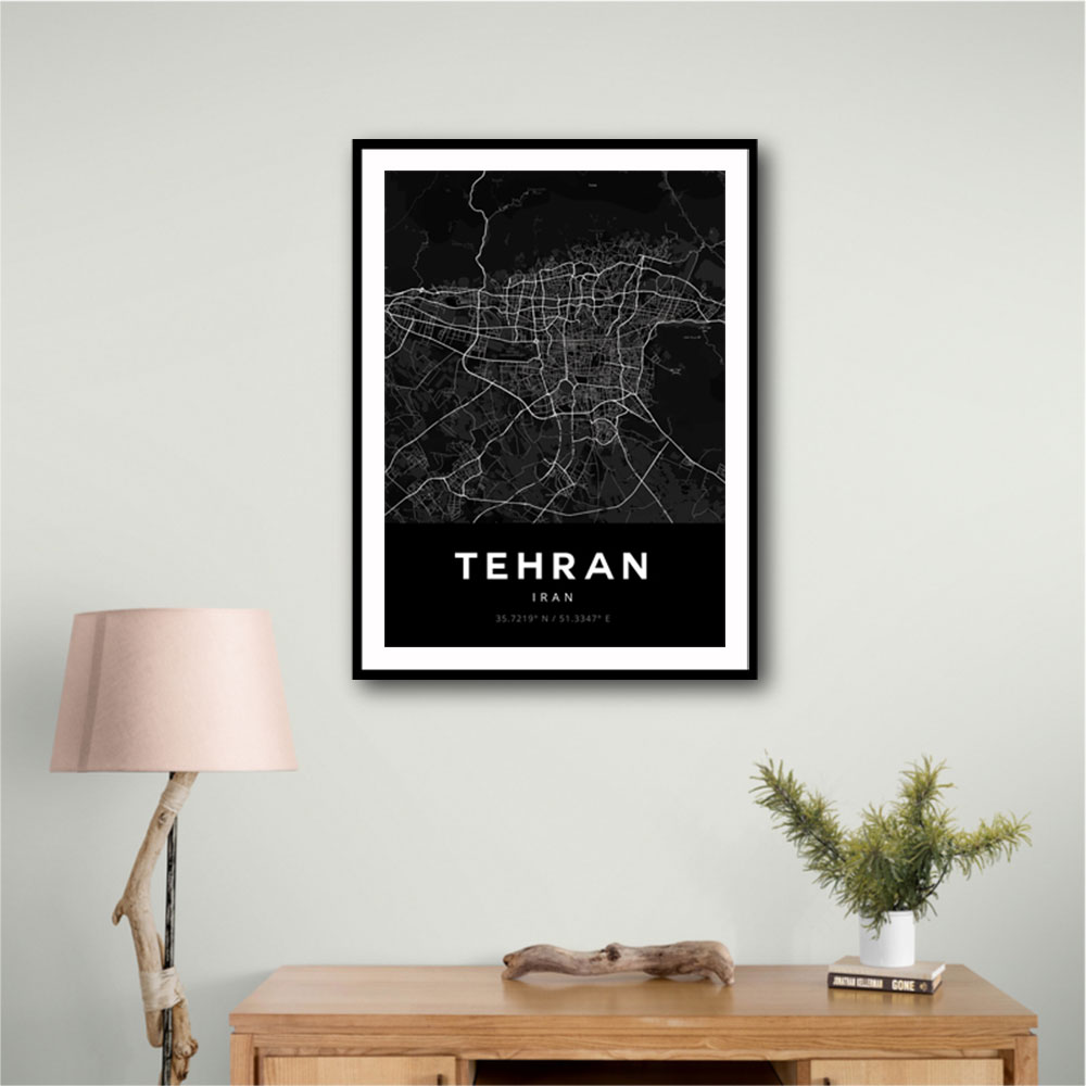 Tehran City Map Black