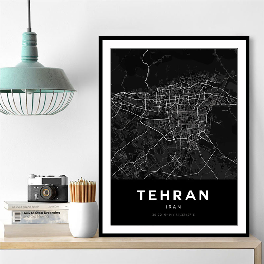 Tehran City Map Black