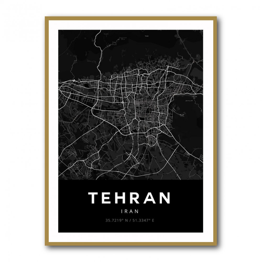 Tehran City Map Black