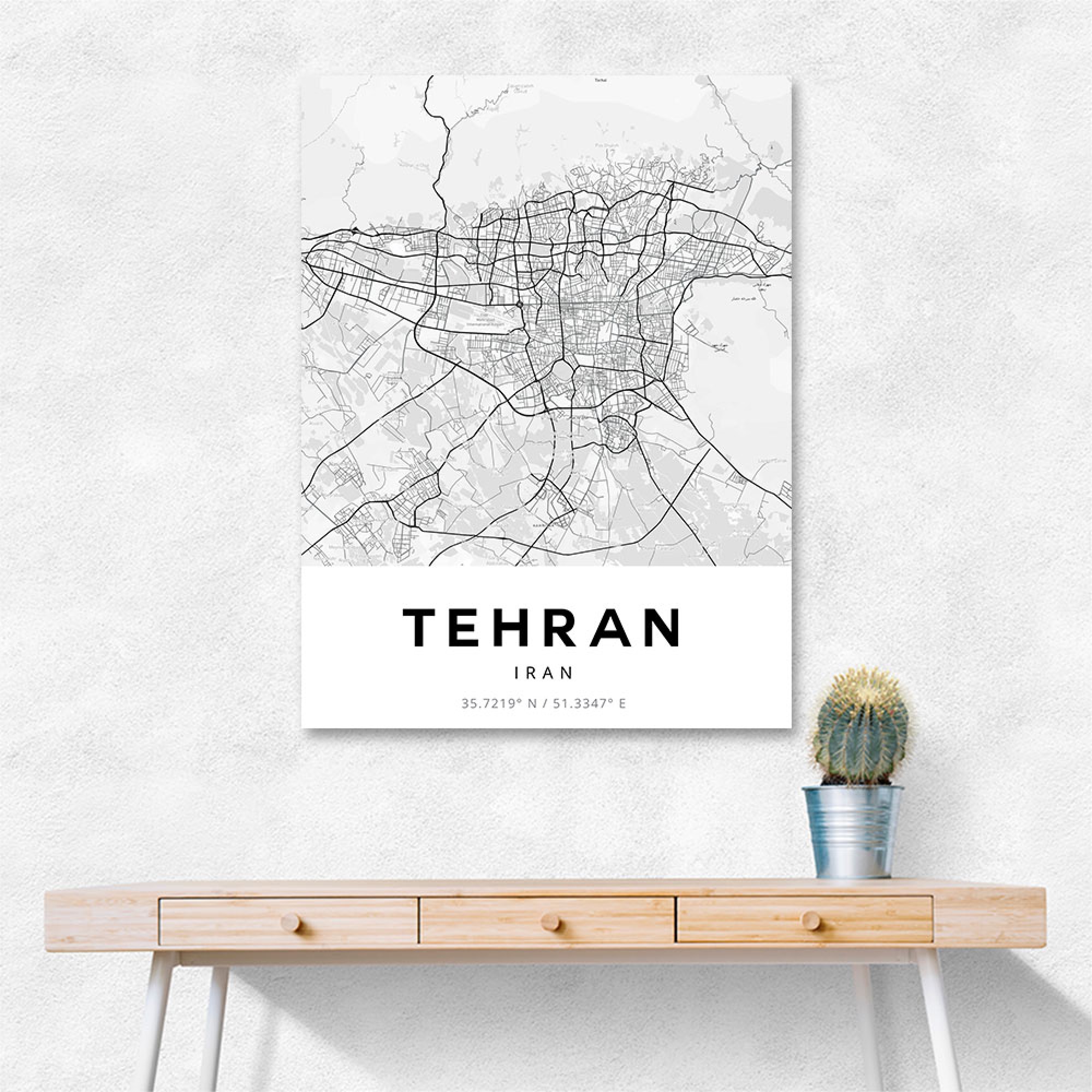 Tehran City Map Wall Art