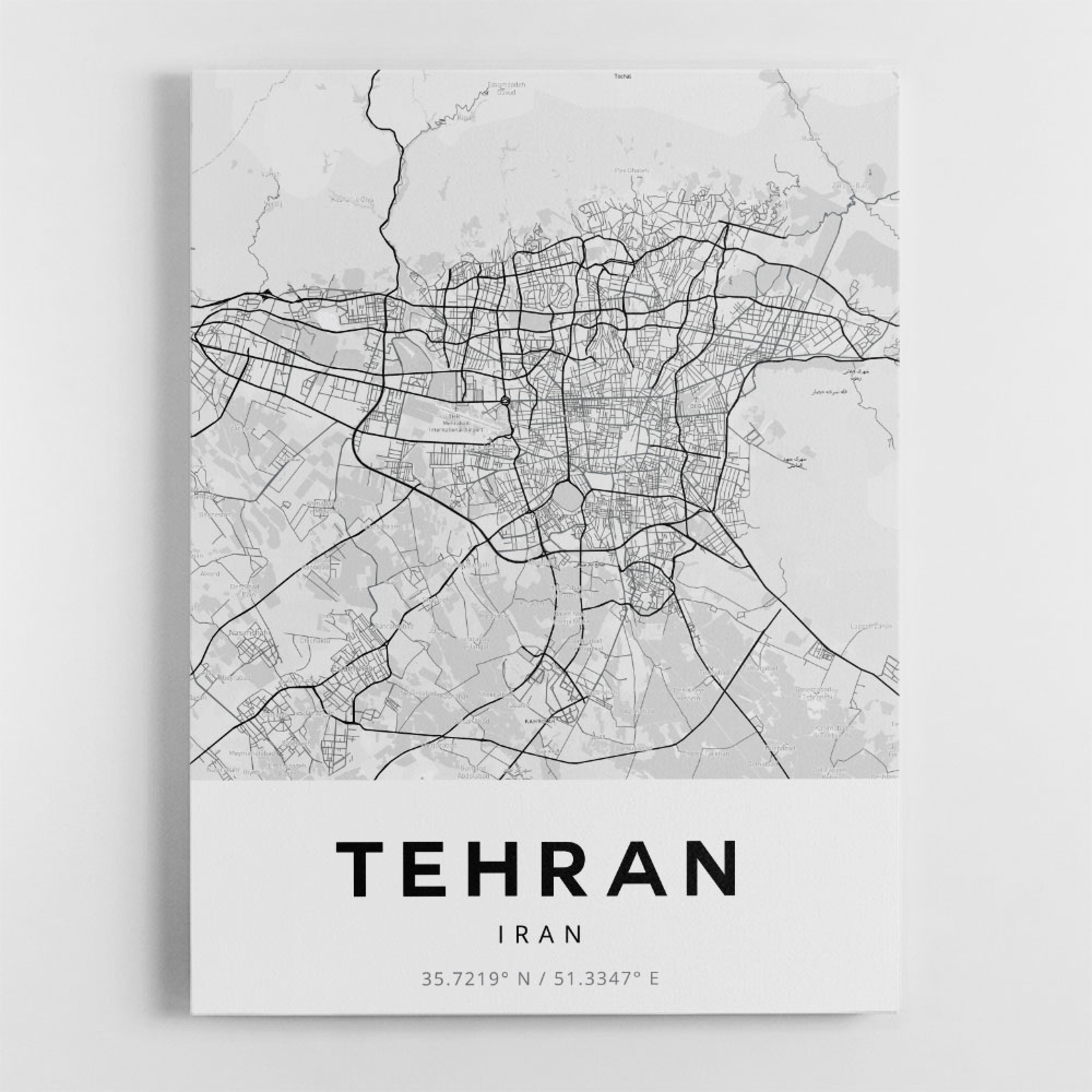 Tehran City Map Wall Art