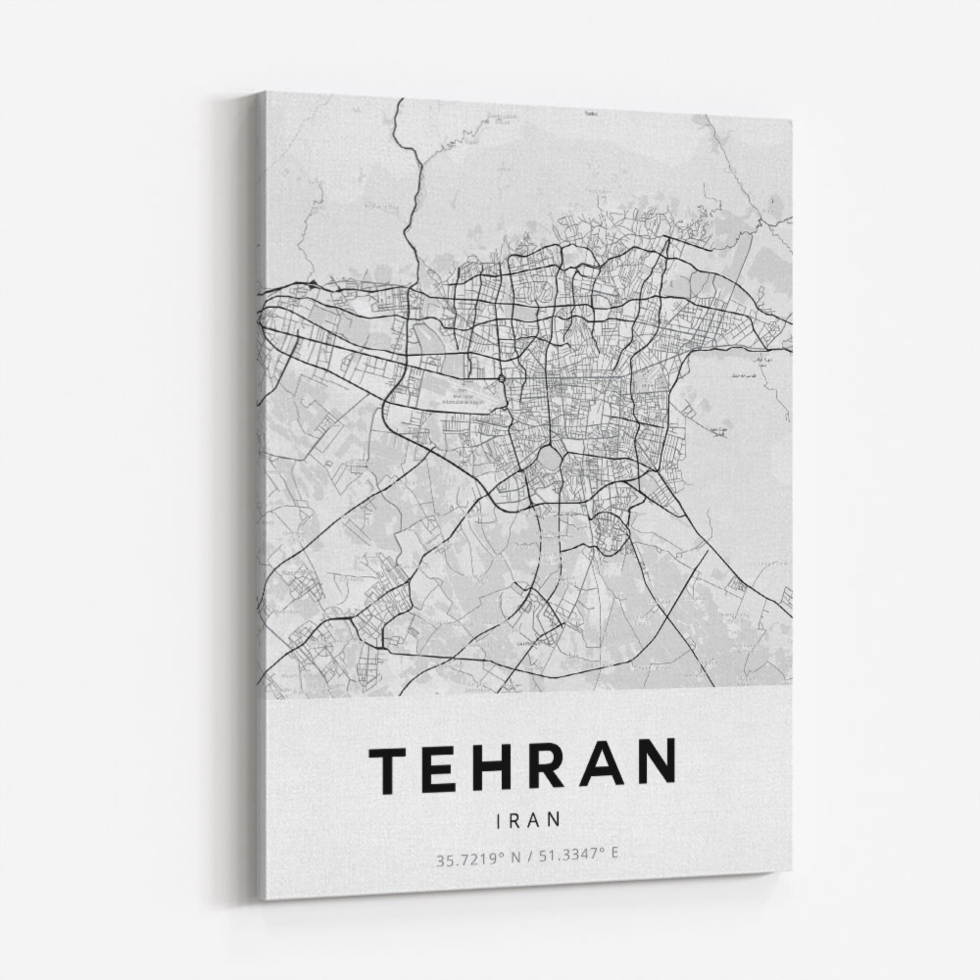 Tehran City Map Wall Art