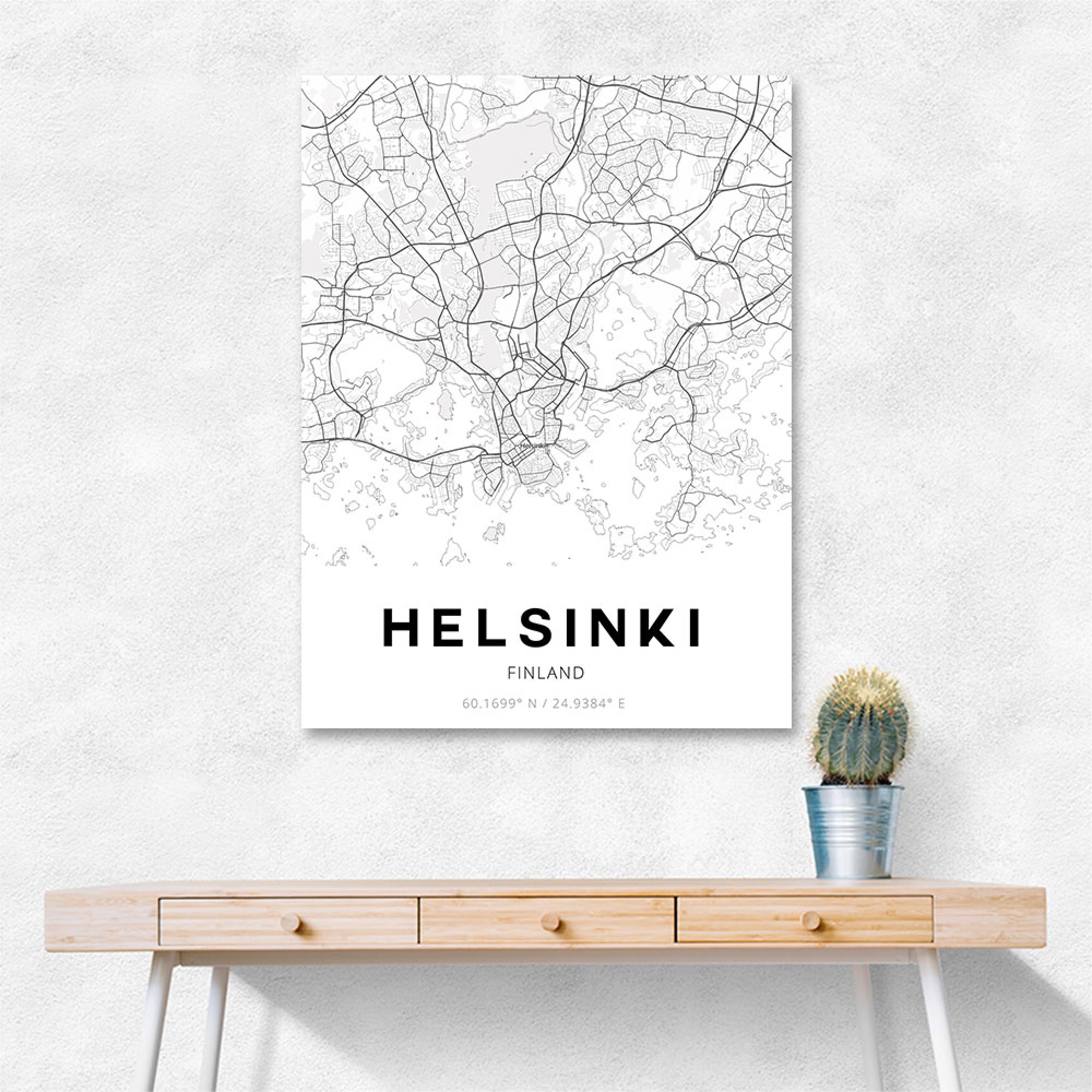 Helsinki City Map Wall Art   90x120 Canvas Helsinki 3x4 2004356 2000x2000 