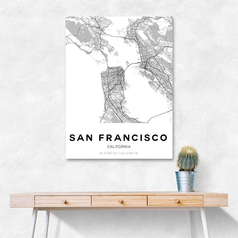 San Francisco City Map Wall Art