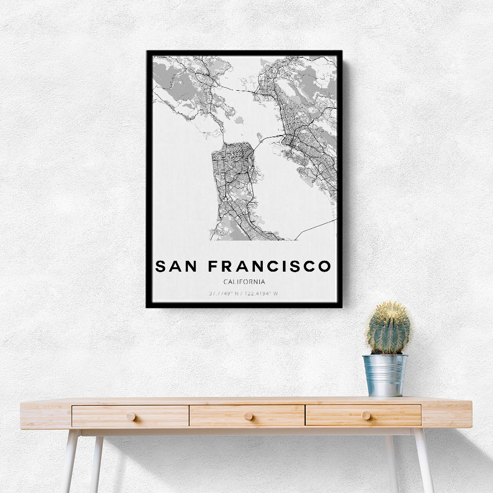 San Francisco City Map Wall Art