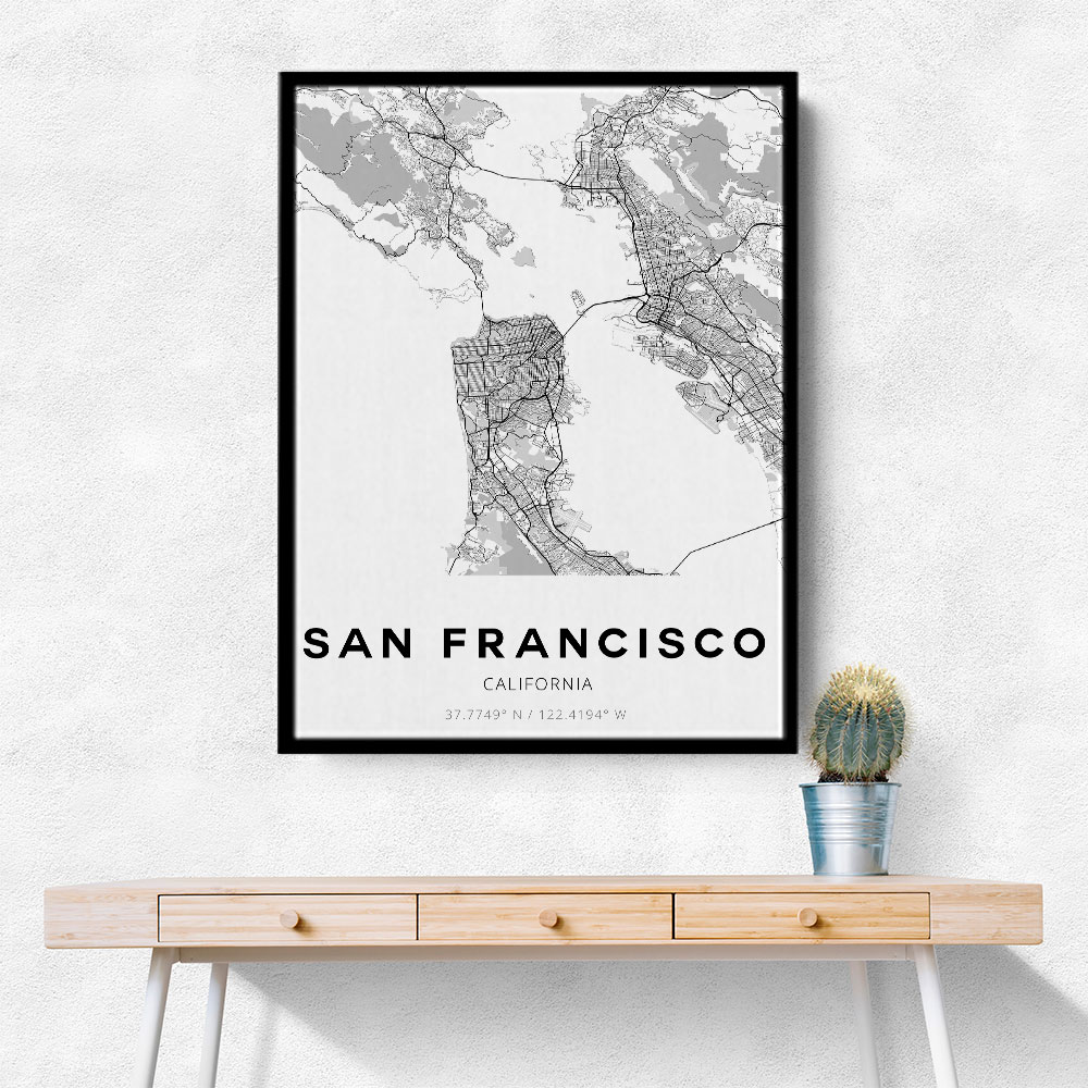 San Francisco City Map Wall Art