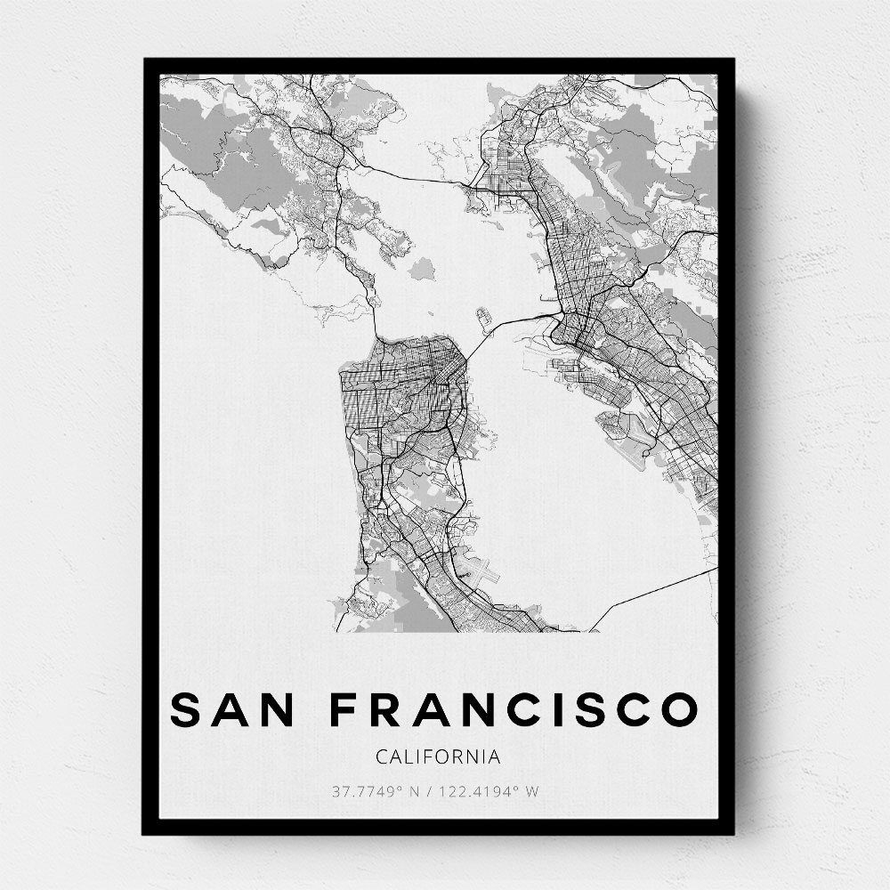 San Francisco City Map Wall Art