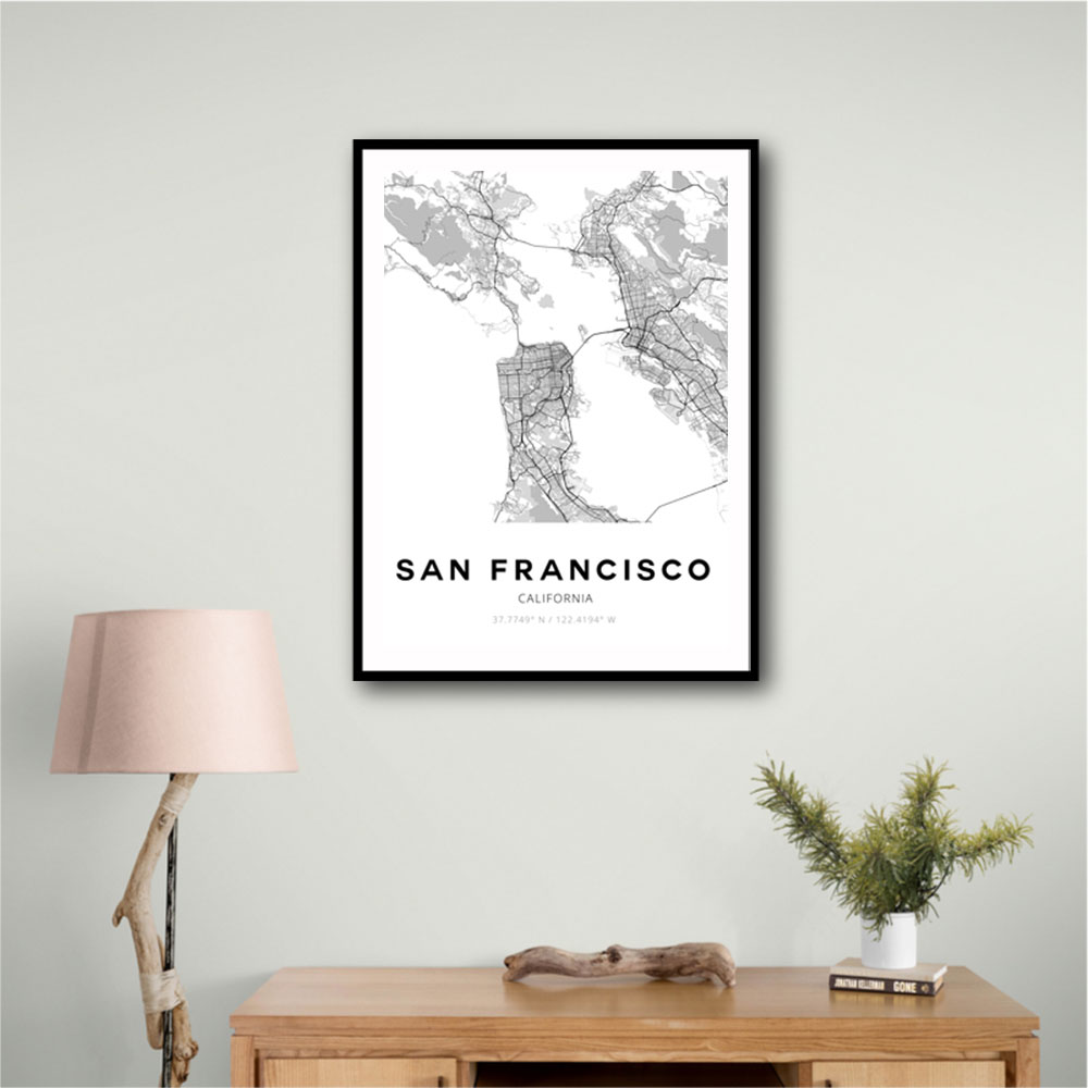 San Francisco City Map Wall Art