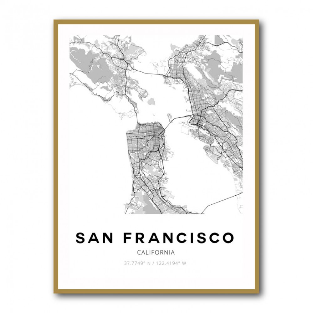 San Francisco City Map Wall Art