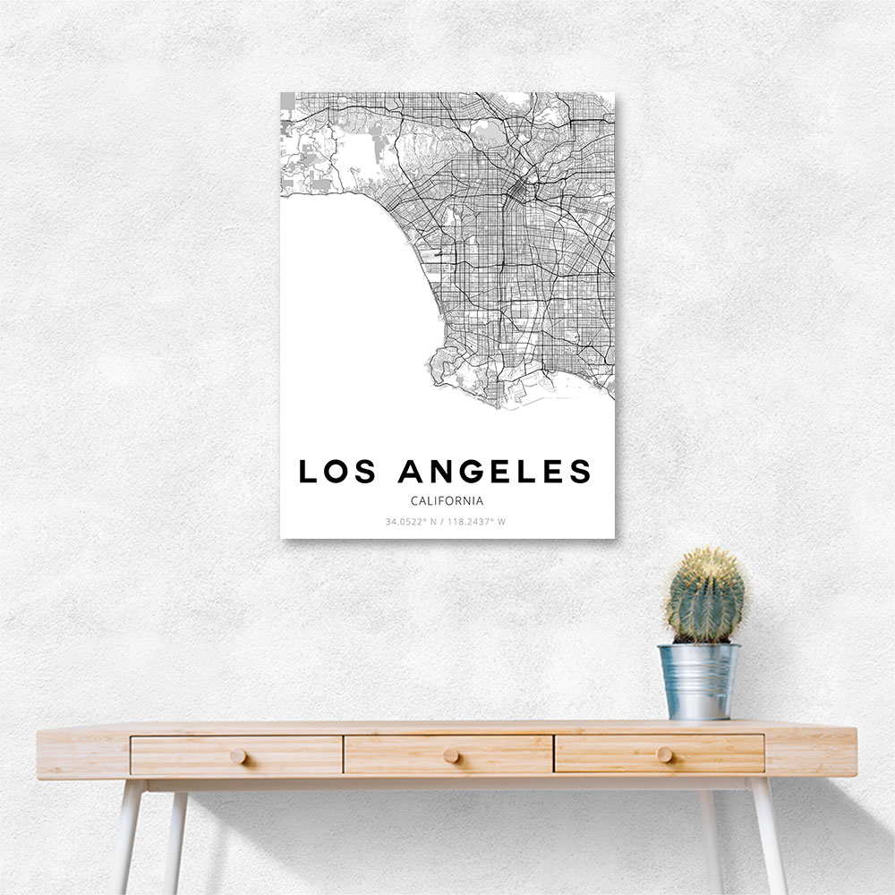 Los Angeles City Map Wall Art