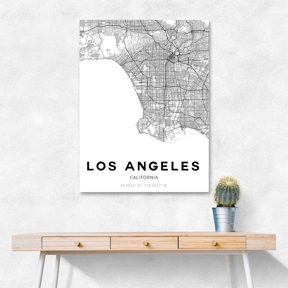 Los Angeles City Map Wall Art