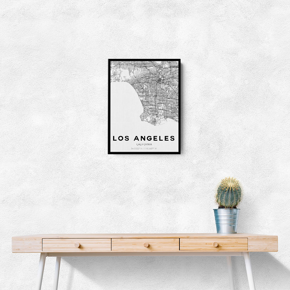 Los Angeles City Map Wall Art