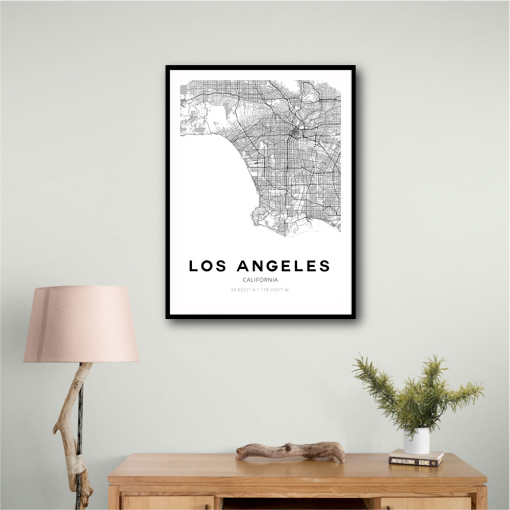 Los Angeles City Map Wall Art