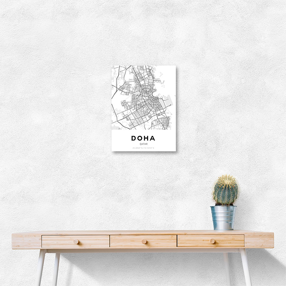 Doha City Map Wall Art