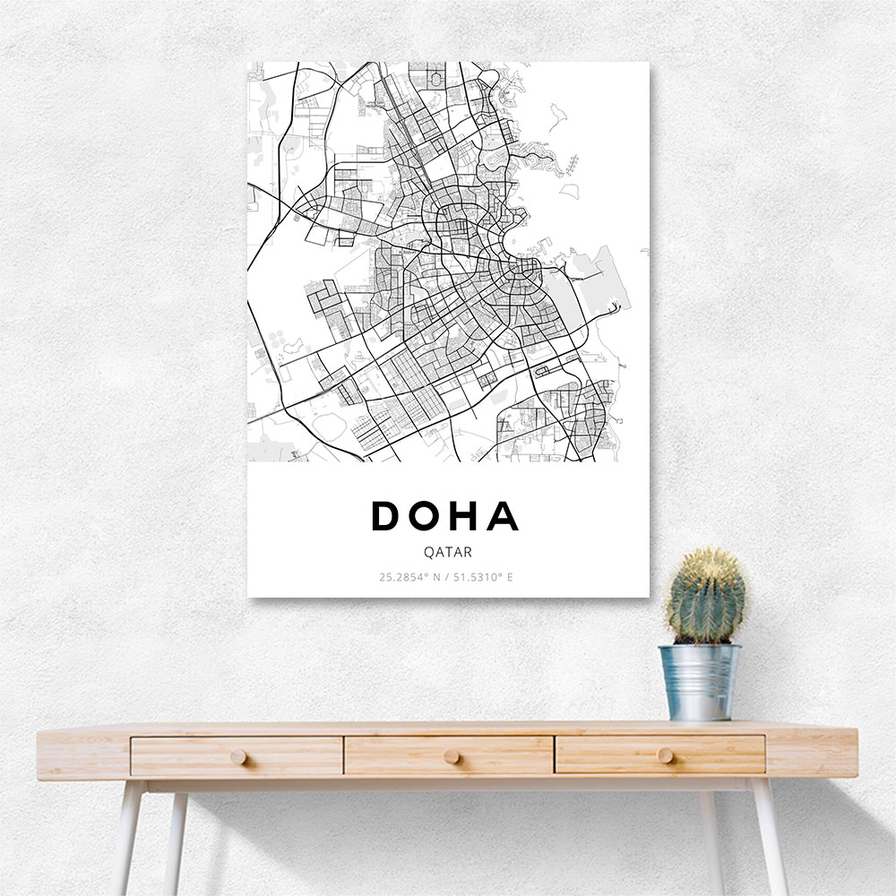 Doha City Map Wall Art