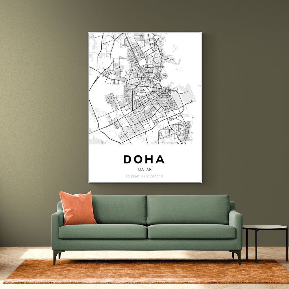 Doha City Map Wall Art