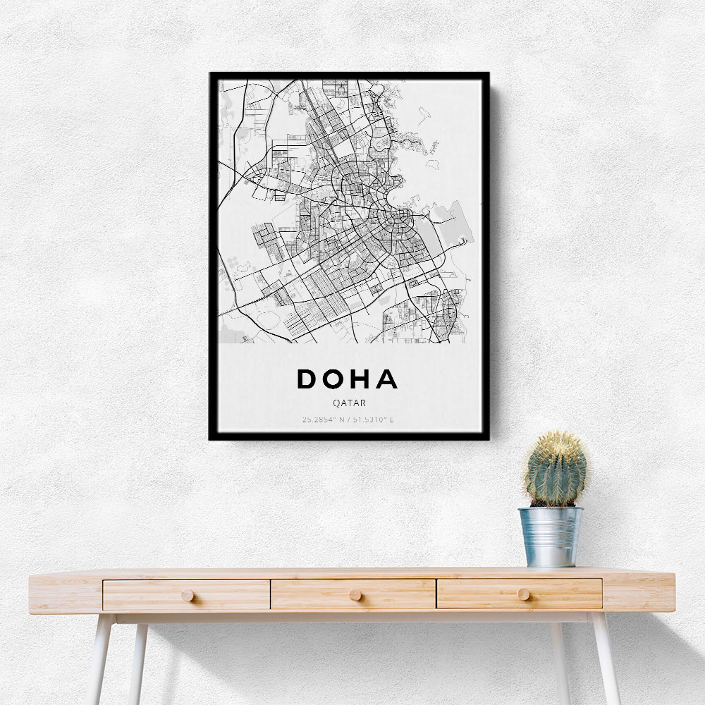 Doha City Map Wall Art