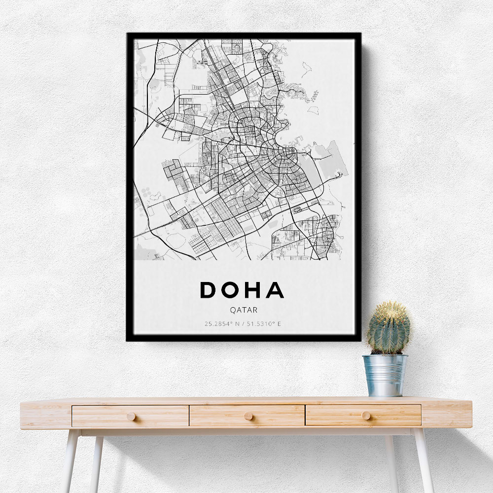 Doha City Map Wall Art