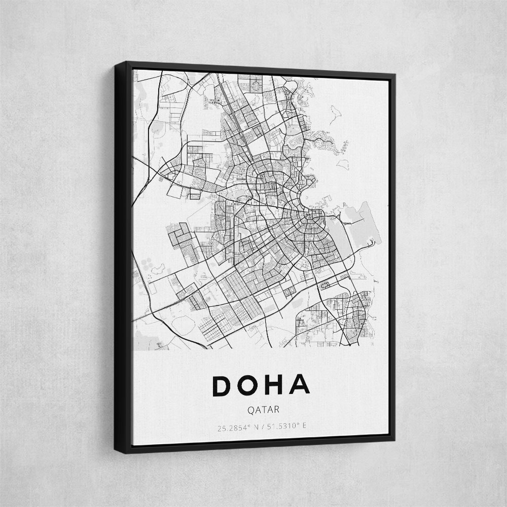 Doha City Map Wall Art