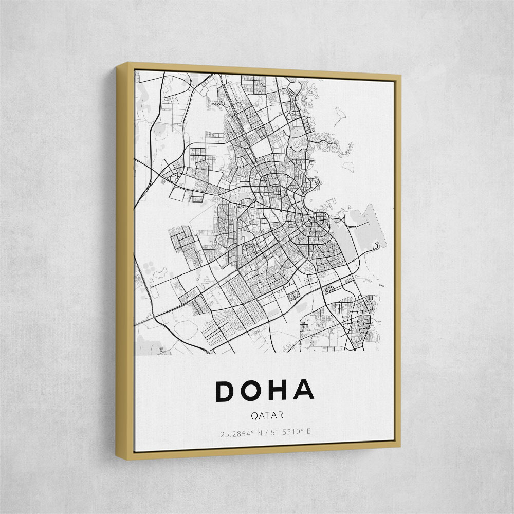 Doha City Map Wall Art