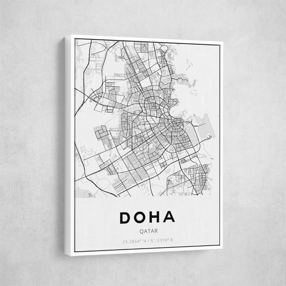 Doha City Map Wall Art