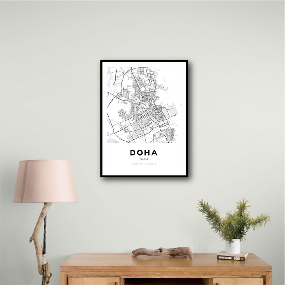 Doha City Map Wall Art