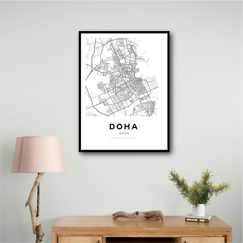 Doha City Map Wall Art