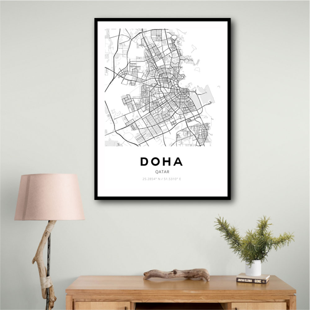 Doha City Map Wall Art